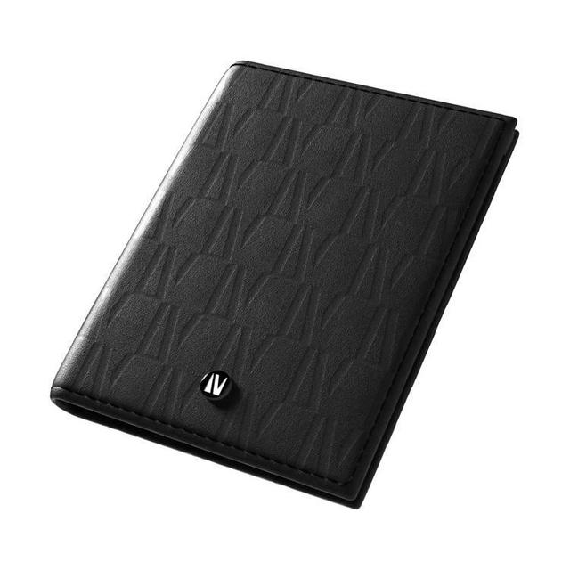 Levelo Bifold Genuine Leather With Debossed Logo Pocket Oraganizer - Black - SW1hZ2U6MTcyMjgyMw==