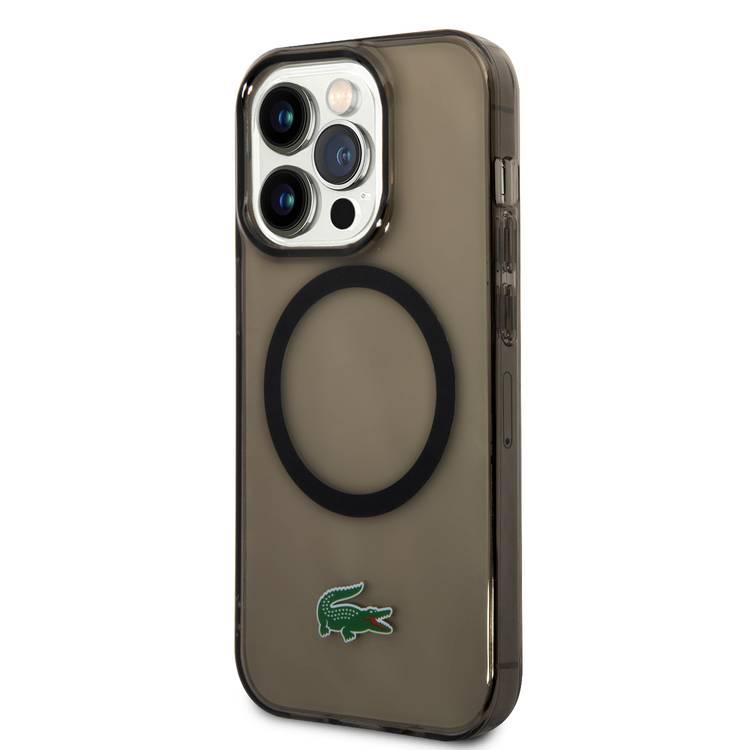 كفر جوال ايفون 15 برو ماكس أسود ماغ سيف لاكوست Lacoste HC Magsafe Transparent Case for iPhone 15 Pro Max