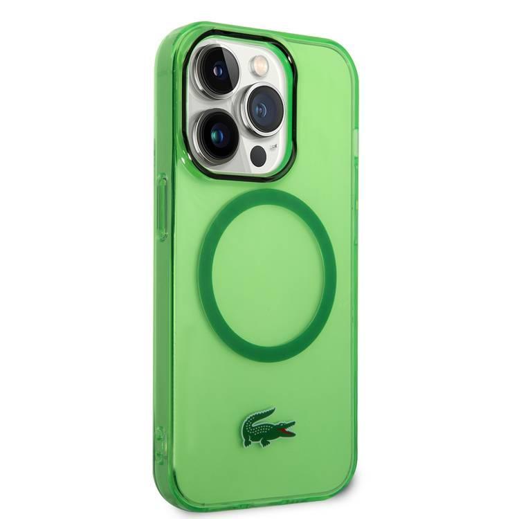 غلاف ايفون 15 برو أخضر ماغ سيف لاكوست Lacoste HC Magsafe Transparent Case for iPhone 15 Pro