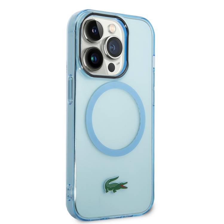 كفر ايفون 15 برو أزرق ماغ سيف لاكوست Lacoste HC Magsafe Transparent Case for iPhone 15 Pro