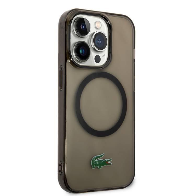 كفر جوال ايفون 15 برو أسود ماغ سيف لاكوست Lacoste HC Magsafe Transparent Case for iPhone 15 Pro