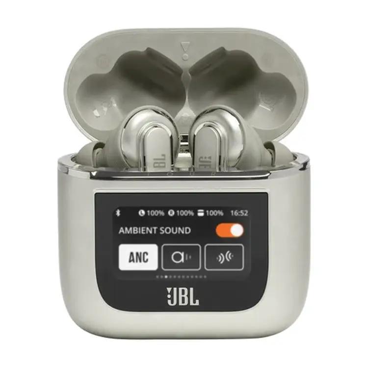 سماعات jbl بلوتوث تور برو 2 لاسلكية بخاصية الغاء الضوضاء فضي جي بي ال JBL Tour Pro 2 True Wireless Noise Cancelling Earbuds