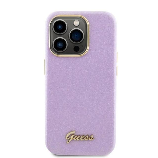 Guess PU Glitter Glossy Case with Guess Script Logo for iPhone 15 Pro - Lilac - SW1hZ2U6MTcyMzA3MA==