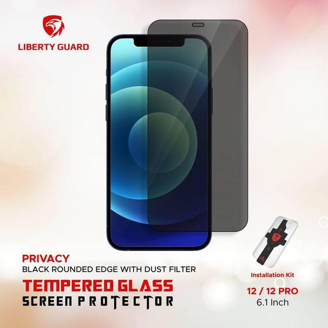 شاشة الملاقيف ايفون 12/ 12 برو ليبيرتي جارد Liberty Guard 2.5D Privacy Full Cover Black Rounded Edge with Dust Filter Screen P - SW1hZ2U6MTcyMzI0Mw==