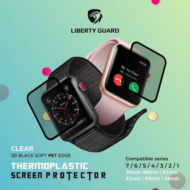 لاصق حماية ساعة ابل 44 ملم شفاف ليبيرتي جارد Liberty Guard 3D Cover Soft Pet Protector for Apple Watch ( 44mm ) Clear