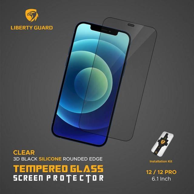 شاشة حماية ايفون 12 برو شفافة ليبيرتي جارد Liberty Guard 3D  Full Cover Black Silicon Rounded Edge Screen Protector for iPhon - SW1hZ2U6MTcyNDI5Ng==