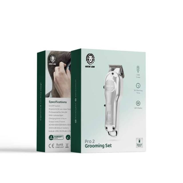 مكينه حلاقه رجالي 2000 ميللي أمبير فضي جرين ليون Green Lion Pro 2 Grooming Set 2000mAh