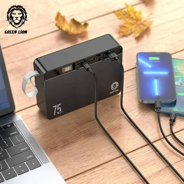 بطارية متنقلة كبيرة 75000 مللي أمبير 4 مخارج جرين لايون Green Lion Power Volt Mega Capacity Power Bank
