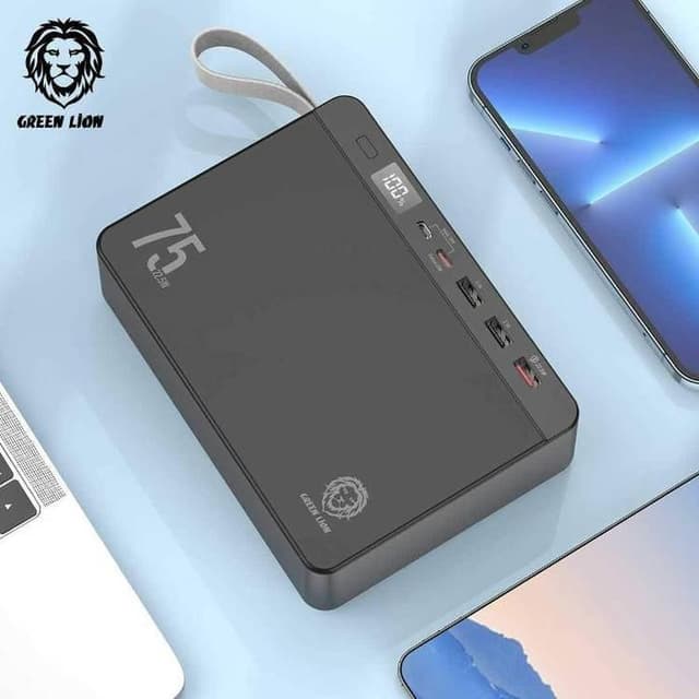بطارية متنقلة كبيرة 75000 مللي أمبير 4 مخارج جرين لايون Green Lion Power Volt Mega Capacity Power Bank