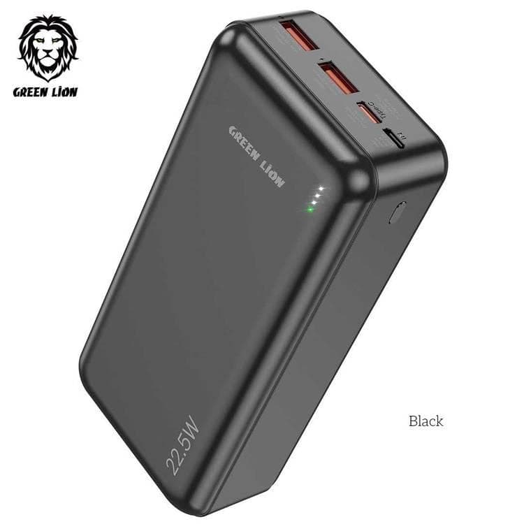 شاحن متنقل سريع 30000 مللي امبير 3 مخارج جرين لايون Green Lion PowerPack Fast Charge Power Bank