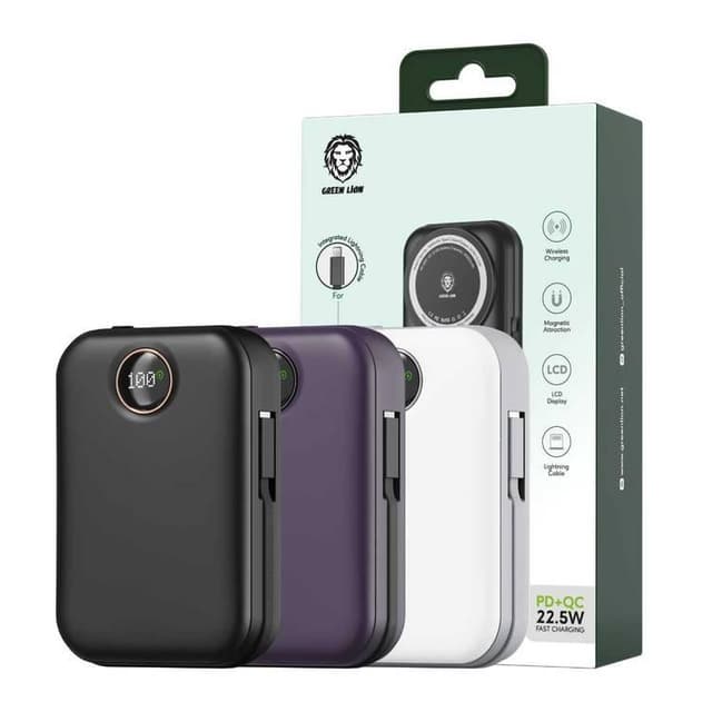 باور بانك كبير 20000 مللي أمبير جرين لايون أبيض Green Lion Monaco Magsafe Power Bank