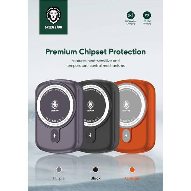 Green Lion Luxembourg Slim & Compact Size Magsafe Power Bank 10000mAh  - Orange
