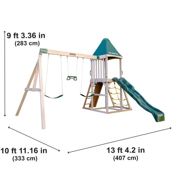 مجموعة العاب خارجية للاطفال كيد كرافت 2 أرجوحات وزحليقة Emerald Challenge Swing Set