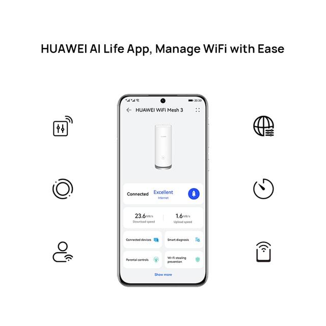 Huawei WiFi Mesh 3 (2 packs), HUAWEI Whole-Home Mesh System, HarmonyOS Mesh+, One-Touch Connect - SW1hZ2U6MTc0MTY5Mg==