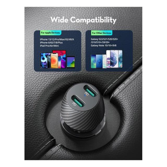 شاحن سيارة راف باور منفذين بي دي 50 واط Ravpower Dual Car Charger PD