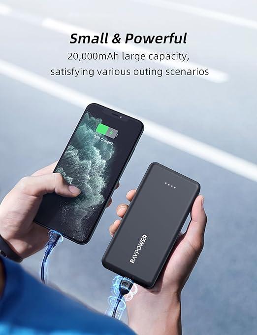 شاحن متنقل باور بنك راف باور بايونير 20000 مللي أمبير 15 واط RAVPower PD Pioneer 4 Ports Power Bank - SW1hZ2U6MTc2NTgyNA==