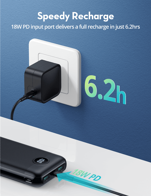 شاحن متنقل باور بنك راف باور 20000 مللي أمبير 20 واط بي دي RAVPower PD 3-Port USB-C Power Bank
