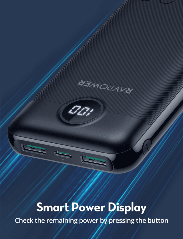 شاحن متنقل باور بنك راف باور 20000 مللي أمبير 20 واط بي دي RAVPower PD 3-Port USB-C Power Bank