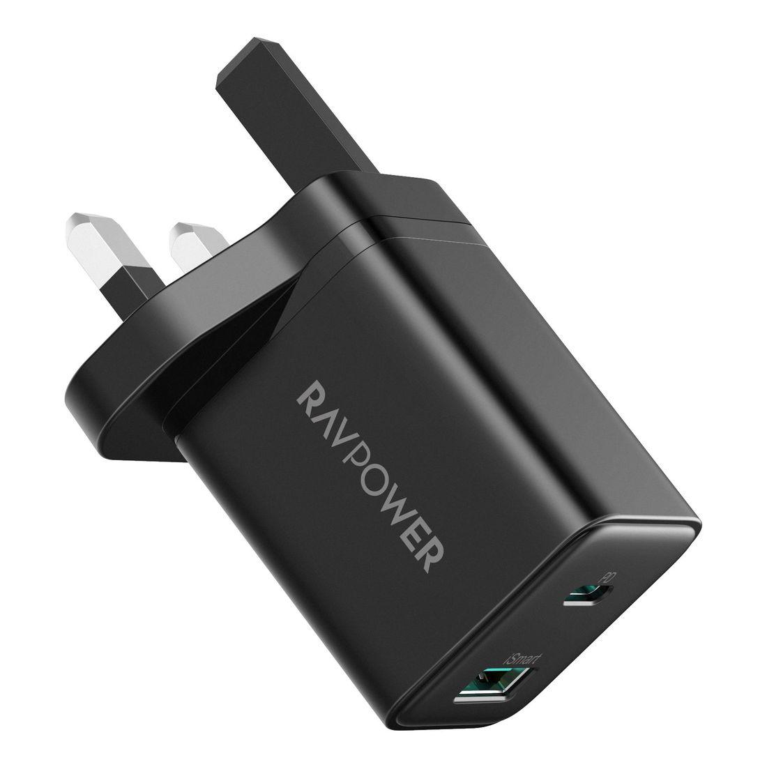 فيش جداري شاحن حائط منفذين راف باور 30 واط RAVPower RP-PC170 PD Wall Charger