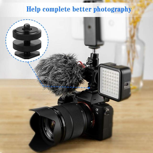 O Ozone Camera Hot Shoe Mount to 1/4"-20 Tripod Screw Adapter, 1/4" Double-Layer Screw Adapter for Camera Flash Hot Shoe Mount DSLR Camera