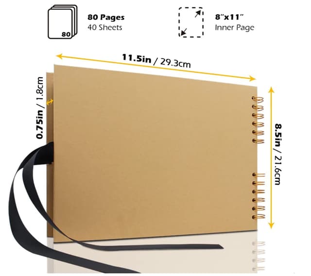 البوم صور 40 ورقة سوداء مع 10 أقلام تحديد غلاف كرافت من او اوزون O Ozone Scrapbook Photo Album with Black Page