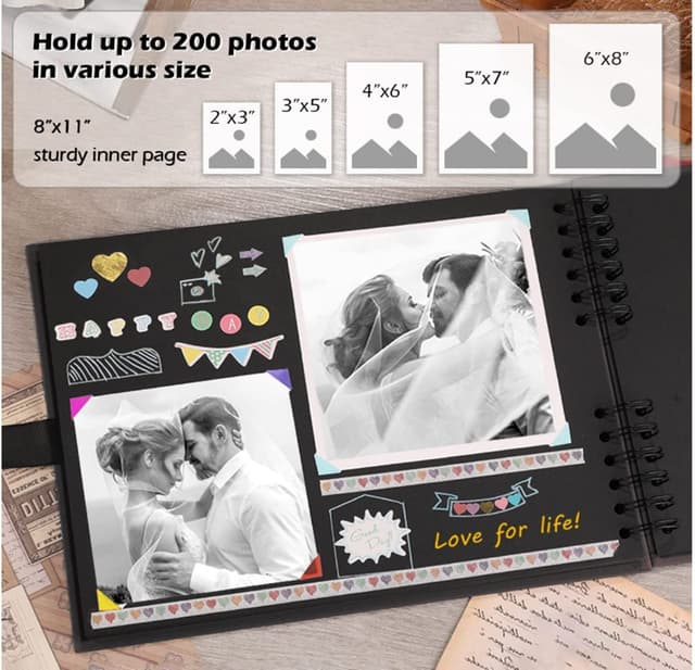 البوم صور 40 ورقة سوداء مع 10 أقلام تحديد غلاف كرافت من او اوزون O Ozone Scrapbook Photo Album with Black Page
