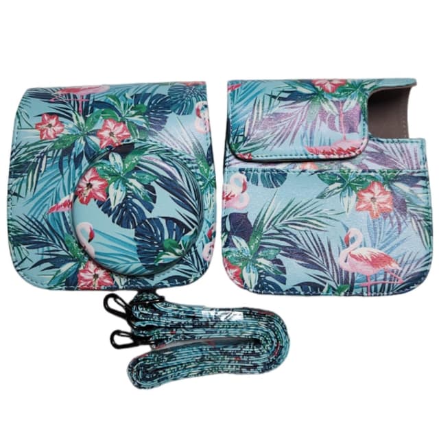 O Ozone Protection Case Bags for Fujifilm Instax Mini 12 11 9 8 8+Case PU Leather Instant Camera Cover with Adjustable Strap [ Designed Cover for Fujifilm Instax Mini 12 11 Instant Camera Bag ]-Green Leaf