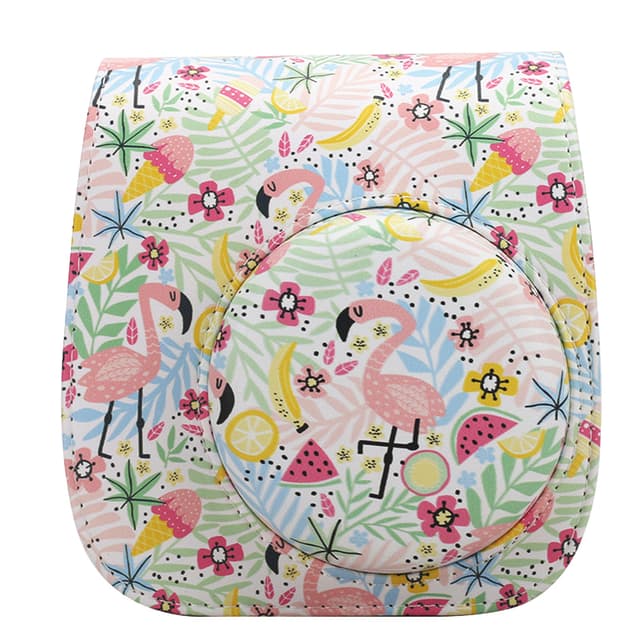 O Ozone Case for Fujifilm Instax Mini 11/12 Case PU Leather Instant Camera Cover with Adjustable Strap [ Compatible for Fujifilm Instax Mini 12, 11, Mini 9, Mini8 Instant Camera Bag ] - Flamingo Multi