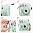 O Ozone Transparent Hard Camera Case for Fujifilm Instax Mini 12 Instant Camera Cover with Adjustable Strap [ Shining Case Designed for Instax Mini 12 Case ] - Green