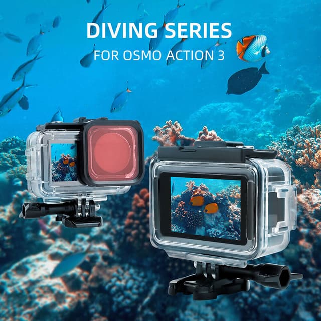 حافظة كاميرا دي جي اي اوزمو اكشن 3 لون أسود من او اوزون O Ozone Waterproof Housing Case Compatible with DJI Osmo Action 3 Camera
