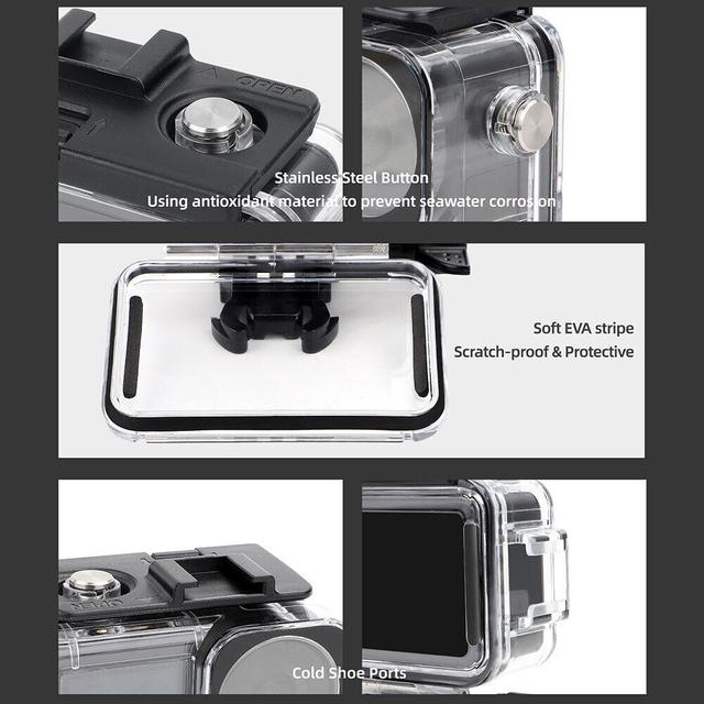 O Ozone Waterproof Housing Case Compatible with DJI Osmo Action 3 Camera Transparent Case with Bracket Accessories Protective Shell Cover [ Underwater Dive Case Camera Accessories] - Black - SW1hZ2U6MTc2MjY2NA==