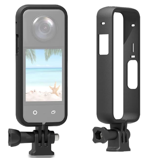 O Ozone Protective Frame Compatible with Insta360 One X3 | Two Cold Shoe Mounting Ports Bracket Accessories |PC Plastic Panoramic Action Camera Housing Cage for Insta360 X3 Camera Accessories- Black