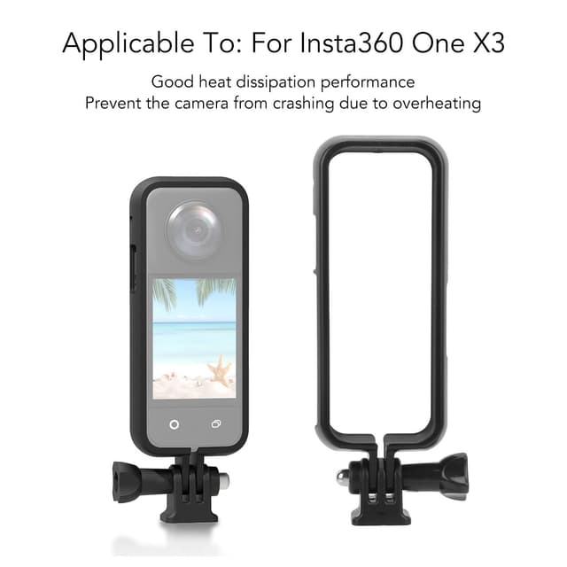 O Ozone Protective Frame Compatible with Insta360 One X3 | Two Cold Shoe Mounting Ports Bracket Accessories |PC Plastic Panoramic Action Camera Housing Cage for Insta360 X3 Camera Accessories- Black