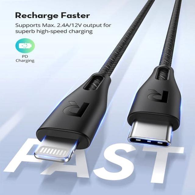 Ravpower RP-CB1017 Type-C To Lightning Cable 1.2m Nylon - Black - SW1hZ2U6MTc3NDU4NQ==