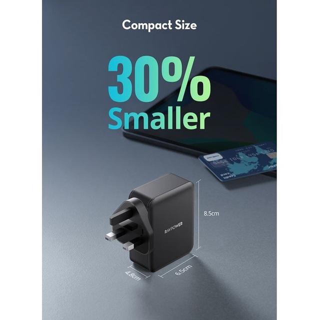 RAVPower 3-Port USB Wall Charger 30W UK - Black - SW1hZ2U6MTc2MDg5Mw==