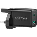فيش جداري شاحن حائط منفذين راف باور 30 واط RAVPower RP-PC170 PD Wall Charger