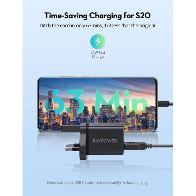 فيش جداري شاحن حائط منفذين راف باور 30 واط RAVPower RP-PC170 PD Wall Charger