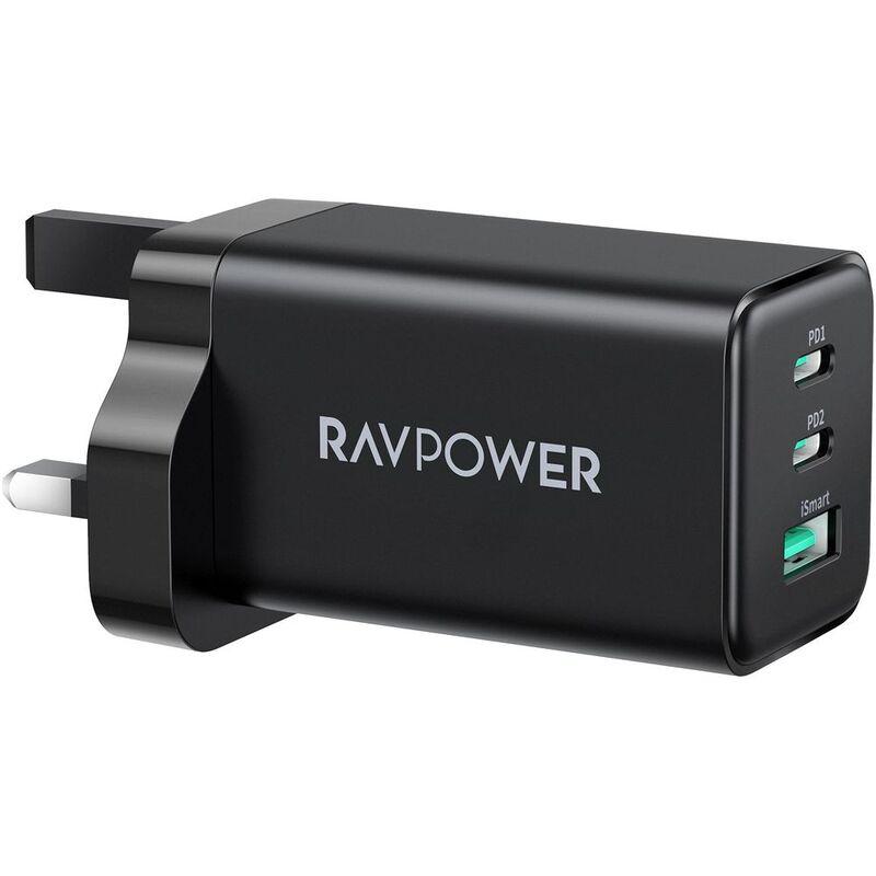 فيش جداري شاحن حائط 3 منافذ راف باور 65 واط RAVPower GaN 3-Port Wall Charger