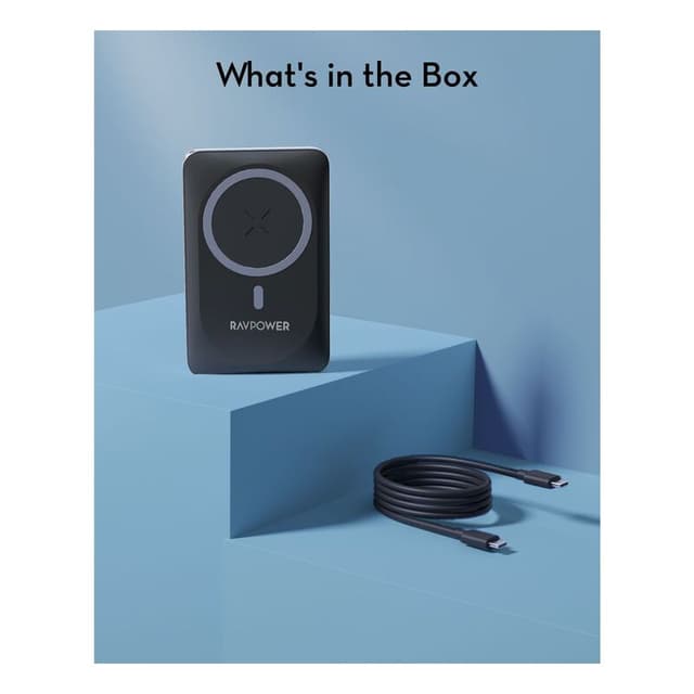شاحن متنقل باور بنك لاسلكي راف باور 10000 مللي أمبير Ravpower Magnetic Wireless Power Bank
