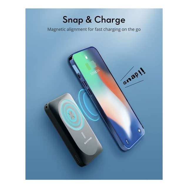 شاحن متنقل باور بنك لاسلكي راف باور 10000 مللي أمبير Ravpower Magnetic Wireless Power Bank