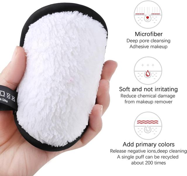 Wownect Reusable Soft Makeup Remover Pads for All Skin - 3 pack Microfiber Face Rounds Wipes Heavy Mascara Eye Shadow Facial Cleansing Puffs Foundation, Washable Removal Cloth, Chemical Free - SW1hZ2U6MTc2MTgwNg==