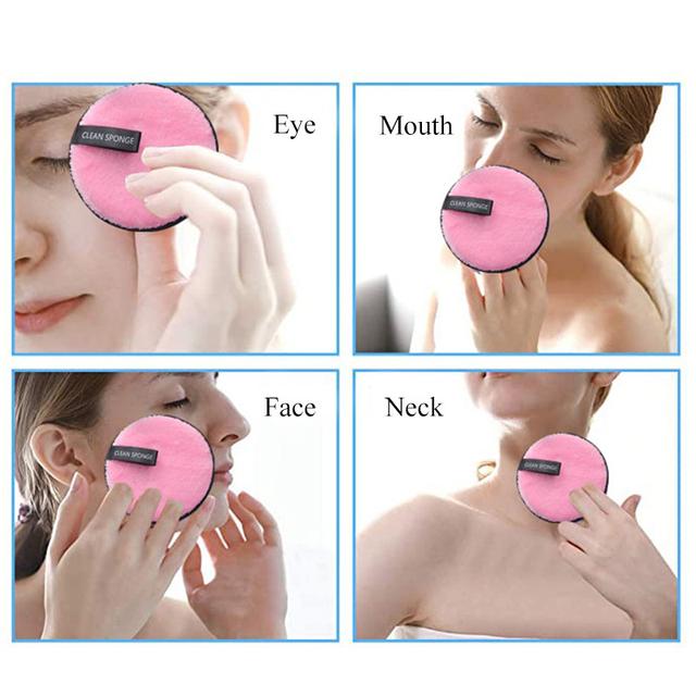 Wownect (Pack of 4) Reusable Makeup Remover Pads Washable Microfiber Remover, Facial Cleansing Puffs Ultra-Soft, Eco-Friendly, All Skin Types, Facial Make Up Removal Wipes Machine Washable Cloth - SW1hZ2U6MTc2MTgxNA==