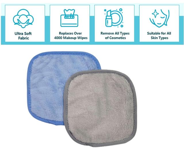 Wownect (Pack Of 4) Makeup Remover Cloth Soft Microfiber Reusable Facial Cleansing Towel Machine Washable Cloth Suitable for All Skin Types- Muti Color - SW1hZ2U6MTc2MTk3Mw==