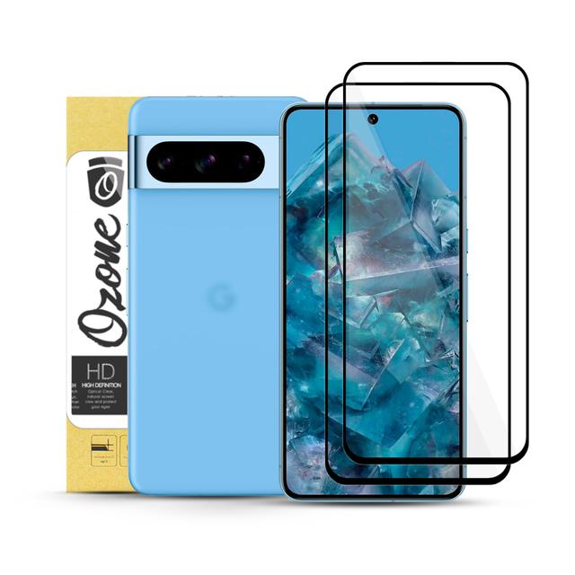 O Ozone [ 2 Pack ] Screen Protector for Google Pixel 8 Pro, 9H Hardness Scratch Resistant Full Coverage Screen Guard HD Ultra-thin Tempered Glass Screen Protectors - Black