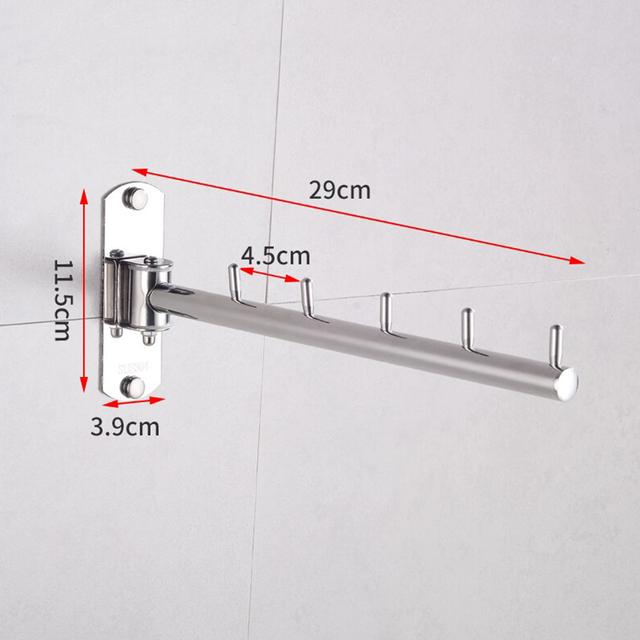 O Ozone 180 Degree Rotatable Clothes Hanger [ Coat Hanger ] Stainless Steel Cloth Hanger Wall Mount [ 5 Hooks ] for Bathroom, Bedroom, Laundry Room - Silver - SW1hZ2U6MTc2NDMyNQ==