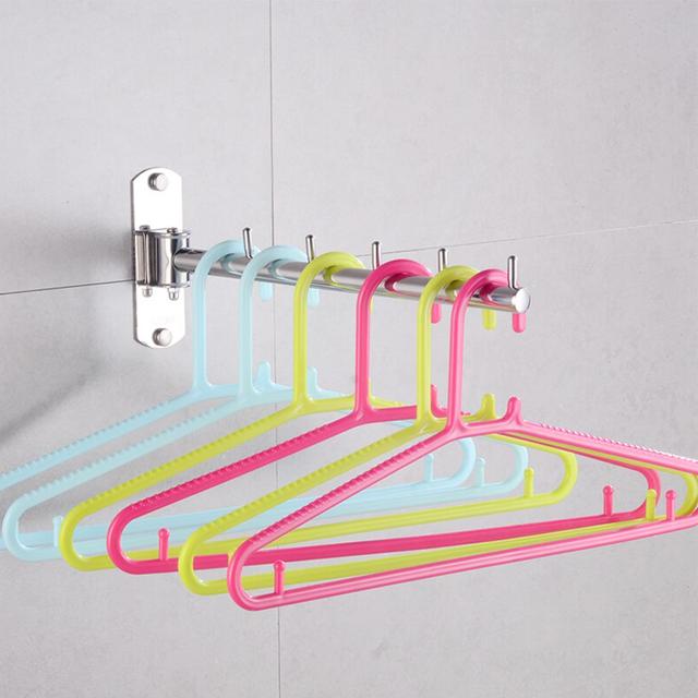 O Ozone 180 Degree Rotatable Clothes Hanger [ Coat Hanger ] Stainless Steel Cloth Hanger Wall Mount [ 5 Hooks ] for Bathroom, Bedroom, Laundry Room - Silver - SW1hZ2U6MTc2NDMyNw==