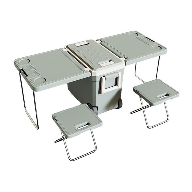 ايس بوكس حافظة برودة 32 لتر مع طاولة قابلة للطي مدمجة و 2 كرسي Cooler Box 3 In 1 Multipurpose Table And Chair