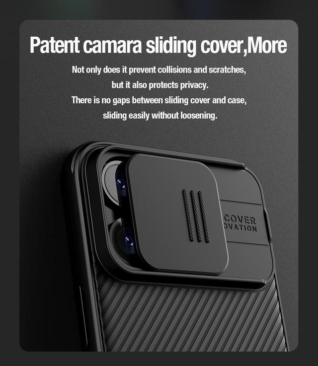 كفر ايفون 15 برو أسود مع غطاء كاميرا بولي كربونات نيلكين Nillkin Camshield Pro Cover for iPhone 15 Pro Case with Sliding Camera Cover - SW1hZ2U6MTc2NDYwNA==