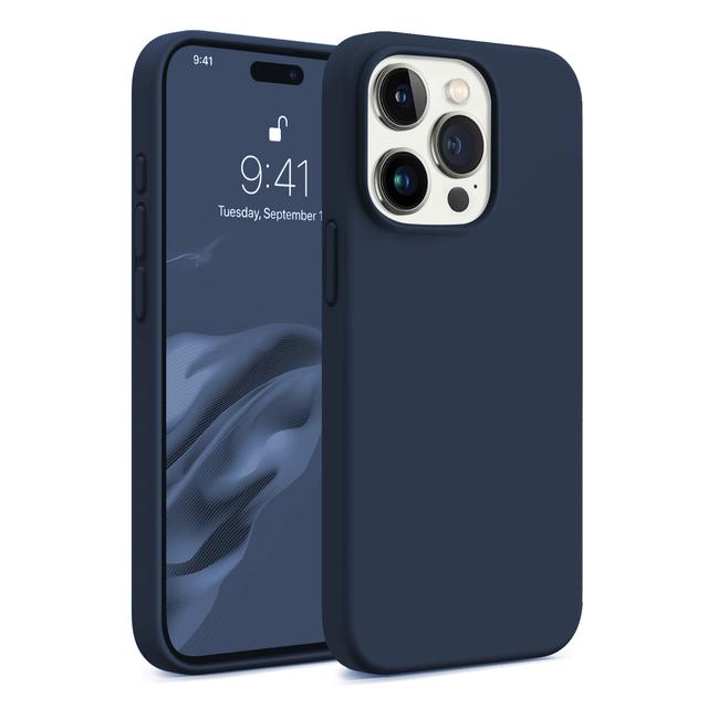 O Ozone Compatible with iPhone 15 Pro Case, Liquid Silicone Case With Soft Microfiber Lining [Full Covered Camera] Shockproof Phone Case Cover for iPhone 15 Pro - Dark Blue