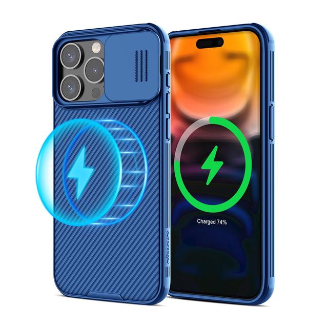 Nillkin Magnetic Case for iPhone 15 Pro Max Case, Compatible with MagSafe, Sliding Camera Cover CamShield Pro Magnetic Slim Shockproof Protective Phone Case -Blue - SW1hZ2U6MTc2NDQ4MA==